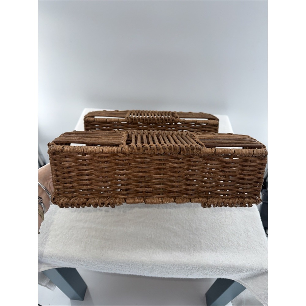 Natural Rattan 2 Tier Wall or Countertop Shelf 18" Spices Plants Knick Knacks - Picture 4 of 6